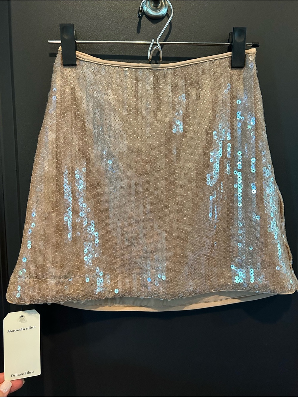 Abercrombie & Fitch Champagne Sequin Mini Skirt with shorts inside